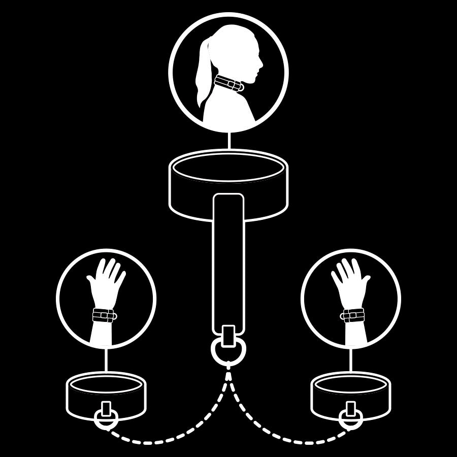 FETISH SUBMISSIVE - COLLIER ET MENOTTES EN CUIR VÉGAN AVEC DOUBLURE EN NOPRÈNE FETISH SUBMISSIVE BONDAGE