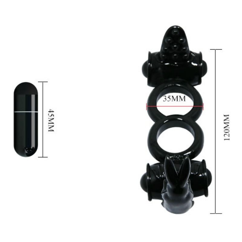 BAILE - SWEET RING DOUBLE ANNEAU AVEC DOUBLE LAPIN BAILE FOR HIM