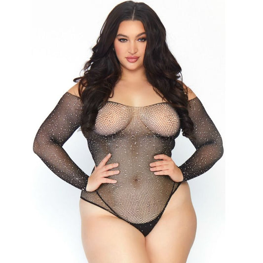 LEG AVENUE - BODYSTOCKING EN RÉSILLE CRISTALISÉE 1X-2X LEG AVENUE BODYSTOCKINGS