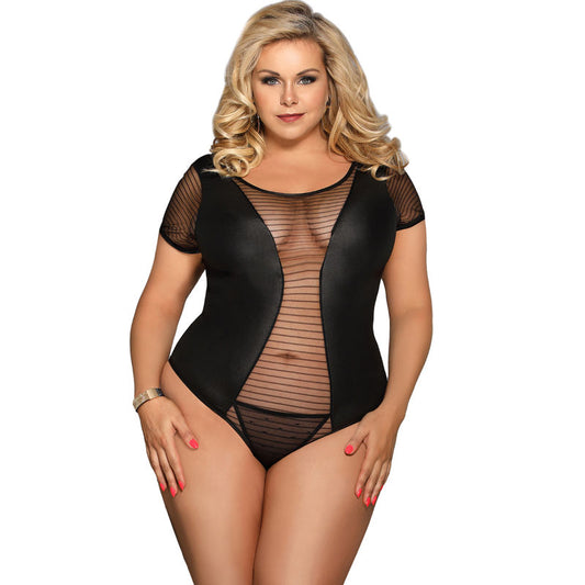 SUBBLIME - QUEEN PLUS FETISH MANCHES COURTES TEDDY SUBBLIME QUEEN PLUS SIZE