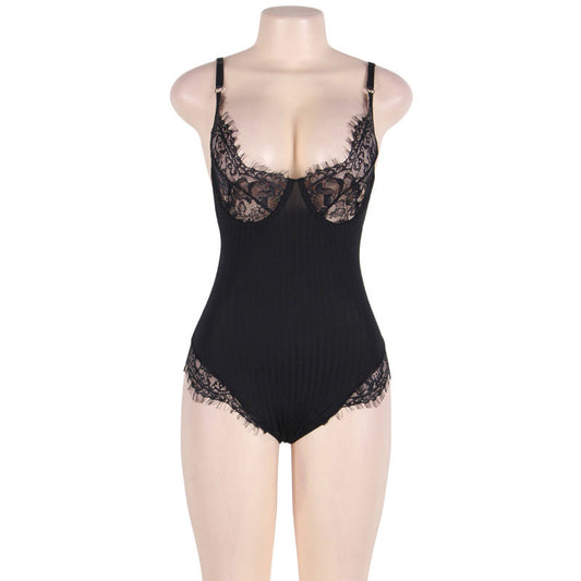 SUBBLIME - QUEEN PLUS TEDDY AVEC CLAIRS ET FRANGES NOIR SUBBLIME QUEEN PLUS SIZE