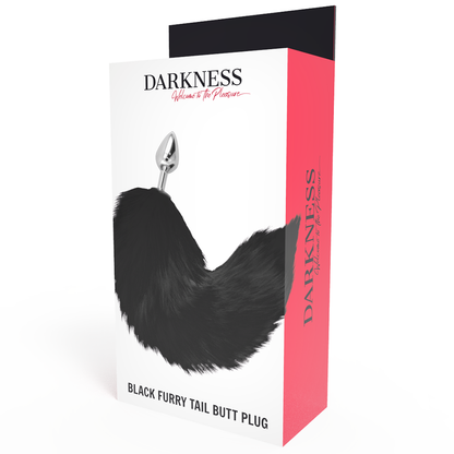 DARKNESS - PLUG ANAL ARGENT 8 CM AVEC QUEUE NOIRE DARKNESS ANAL