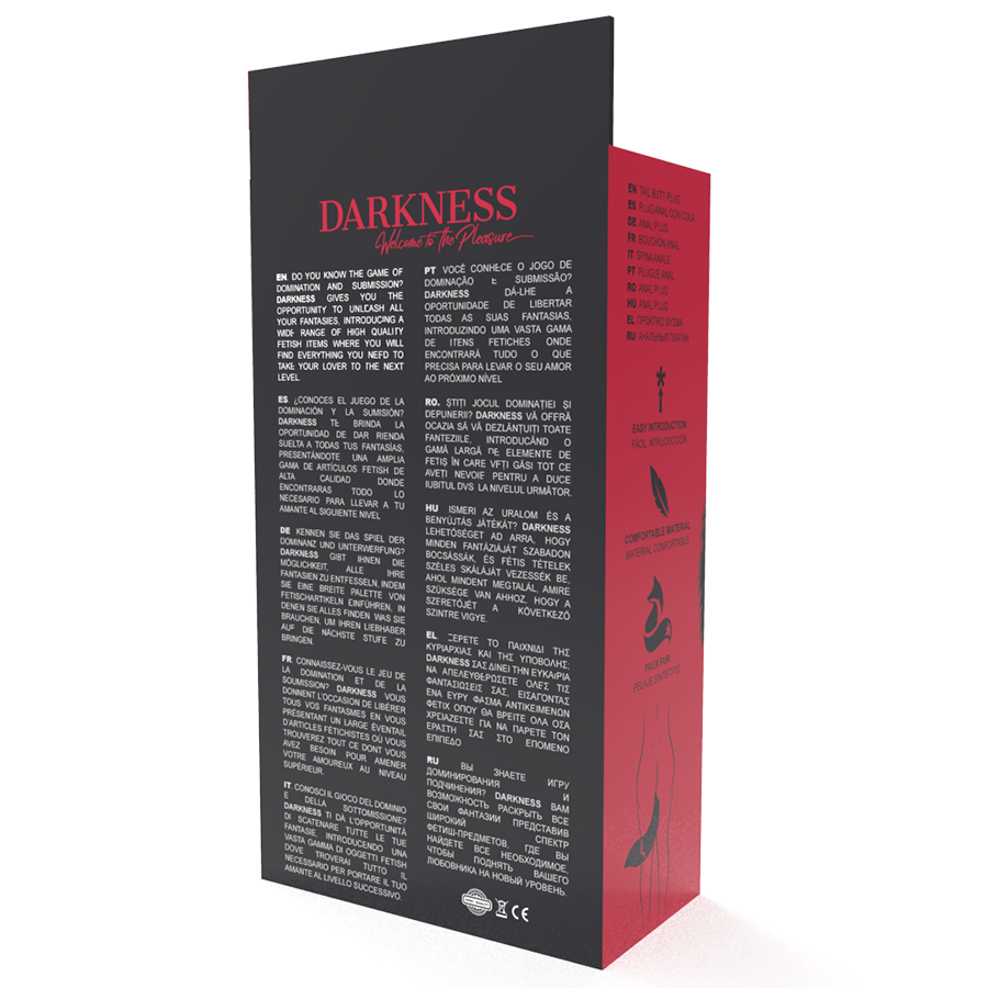 DARKNESS - PLUG ANAL ARGENT 8 CM AVEC QUEUE NOIRE DARKNESS ANAL