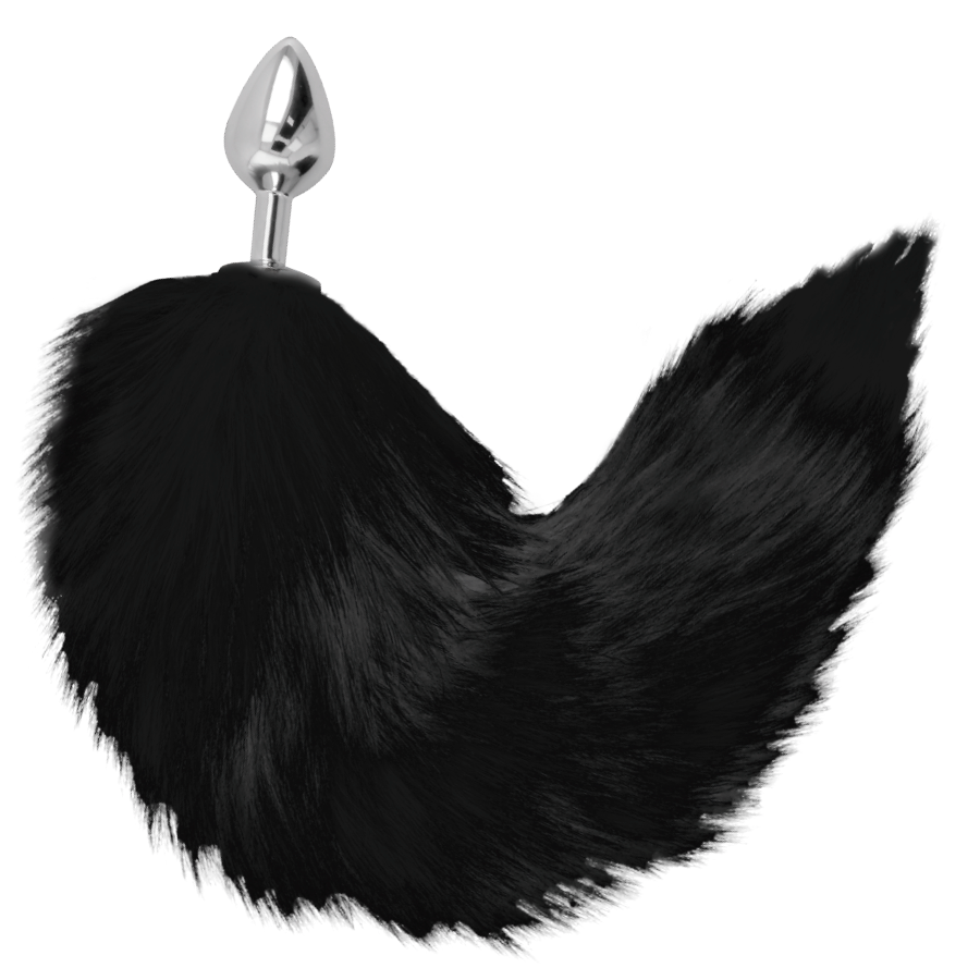 DARKNESS - PLUG ANAL ARGENT 8 CM AVEC QUEUE NOIRE DARKNESS ANAL