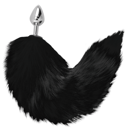 DARKNESS - PLUG ANAL ARGENT 8 CM AVEC QUEUE NOIRE DARKNESS ANAL