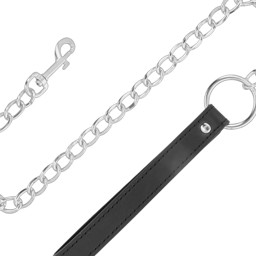DARKNESS - COLLIER DE POSTURE CONFORTABLE AVEC CHAÎNE EN CUIR DARKNESS BONDAGE