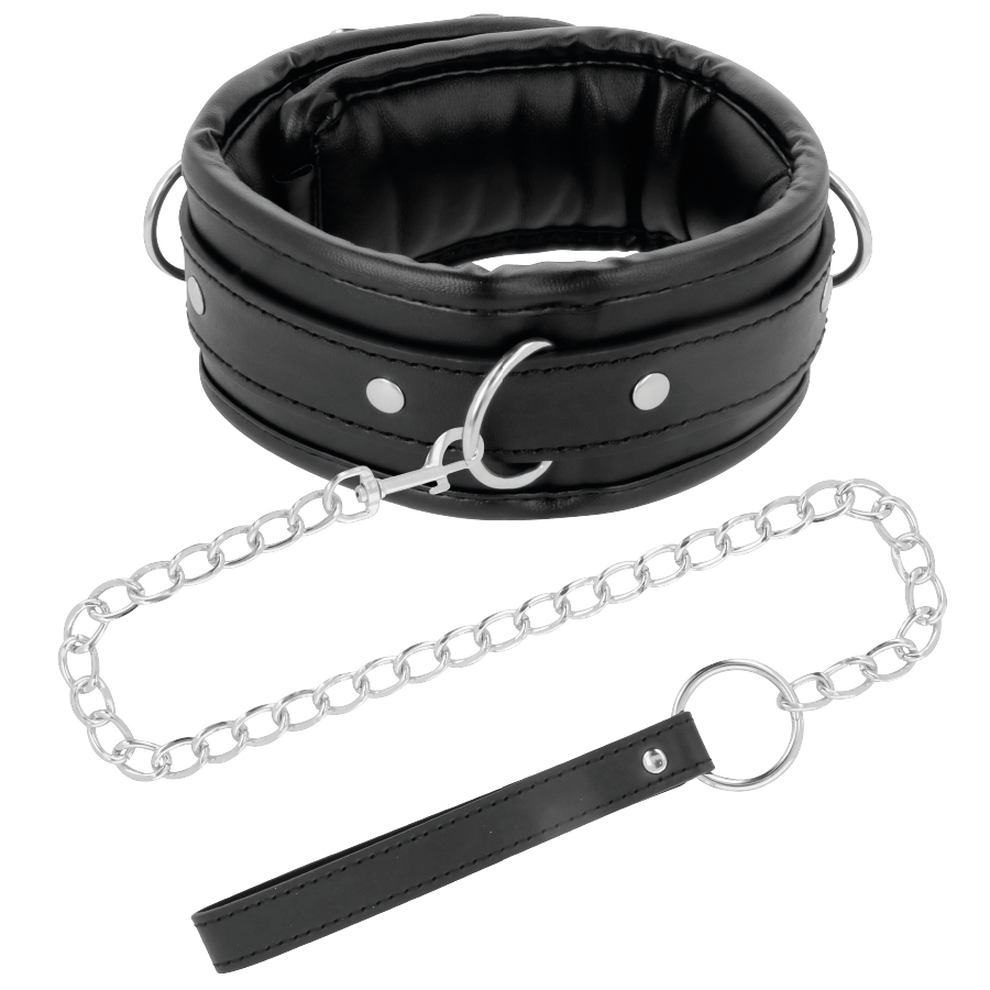 DARKNESS - COLLIER EN CUIR SOUPLE AVEC CHAÎNE DARKNESS BONDAGE