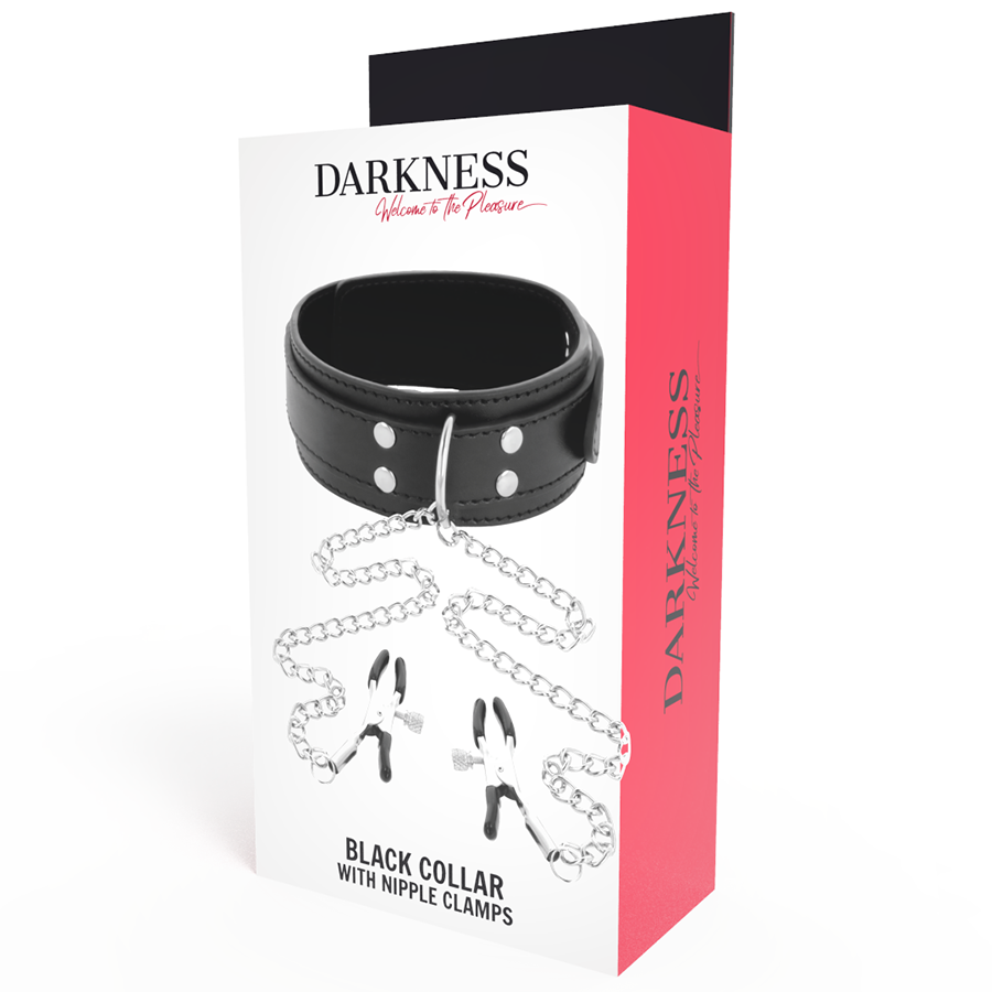 DARKNESS - COLLIER AVEC PINCES  NIPPLE NOIR DARKNESS BONDAGE