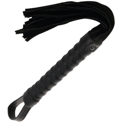 DARKNESS - FOUET DE BONDAGE NOIR AVEC MANCHE EN CUIR DARKNESS SENSATIONS