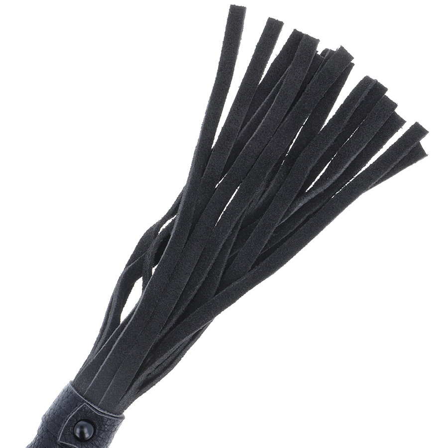 DARKNESS - FOUET DE BONDAGE NOIR AVEC MANCHE EN CUIR DARKNESS SENSATIONS