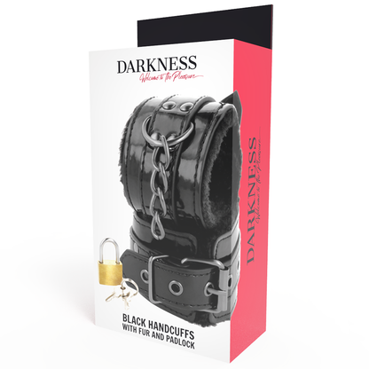 DARKNESS - MENOTTES AJUSTABLES EN CUIR NOIR AVEC CADENAS DARKNESS BONDAGE