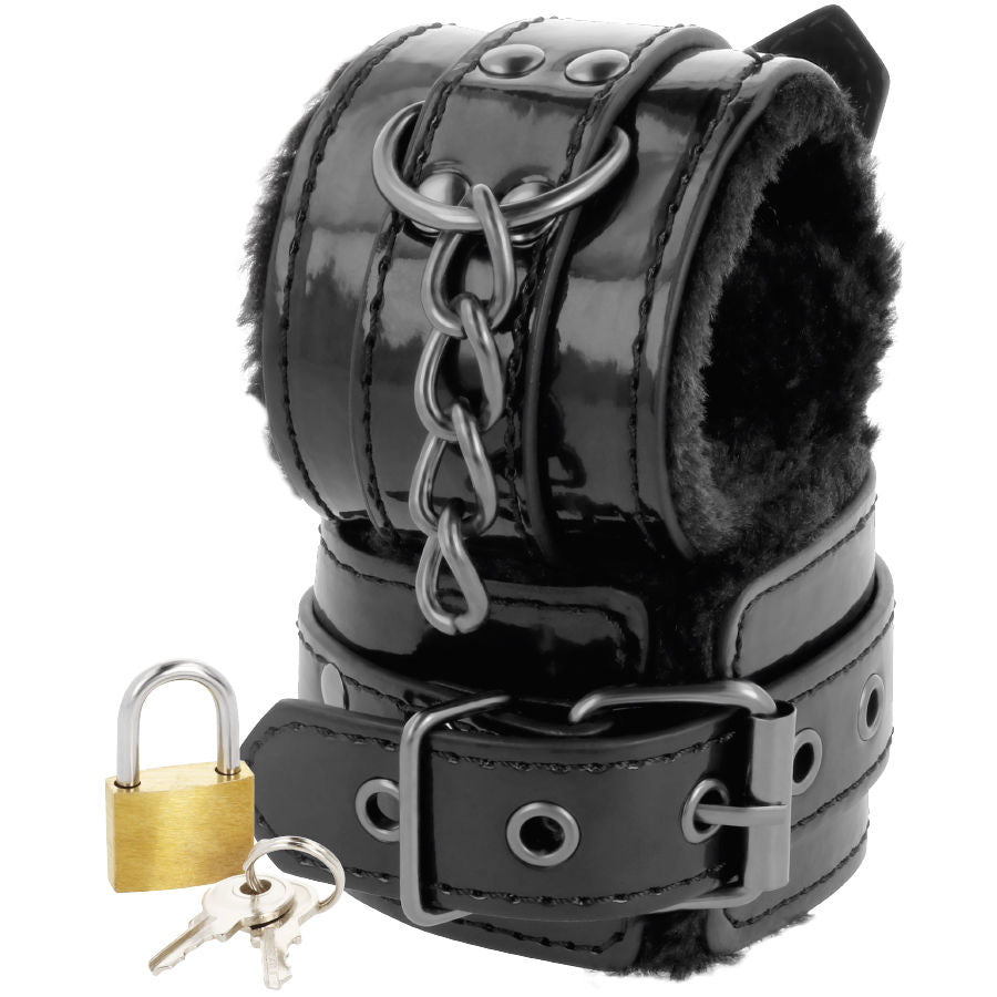 DARKNESS - MENOTTES DE CHEVILLE RÉGLABLES EN CUIR NOIR AVEC CADENAS DARKNESS BONDAGE