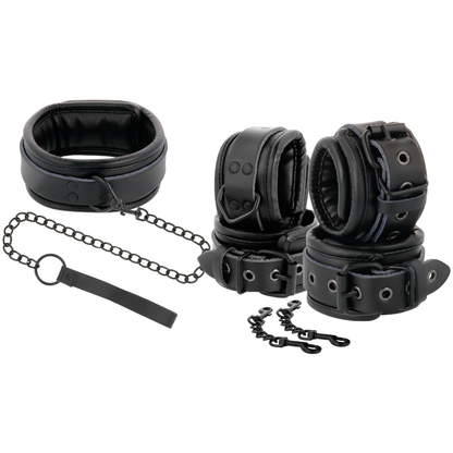 DARKNESS - MENOTTES ET COLLIER EN CUIR NOIR DARKNESS
