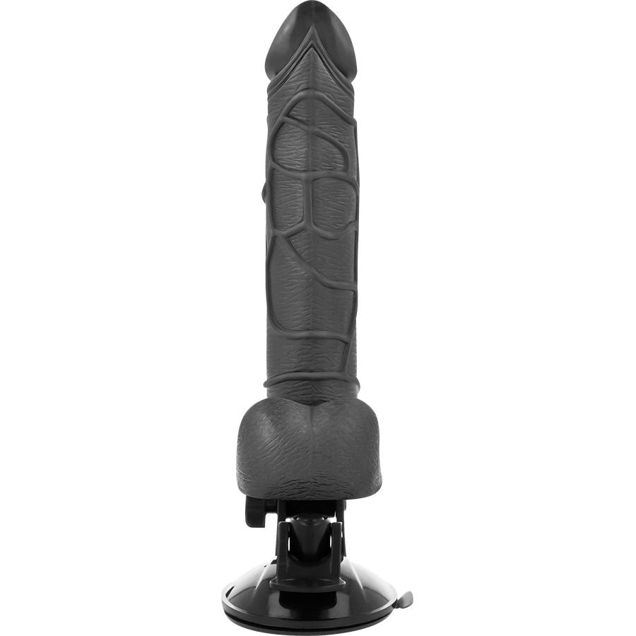 BASECOCK - VIBRATEUR RÉALISTE TÉLÉCOMMANDE NOIR AVEC TESTICULES 19.5 CM -O- 4 CM BASECOCK