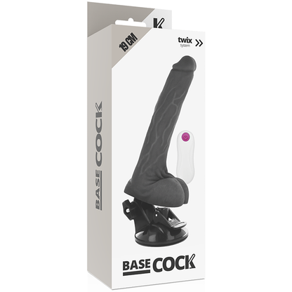 BASECOCK - VIBRATEUR RÉALISTE TÉLÉCOMMANDE NOIR 19 CM -O- 4 CM BASECOCK
