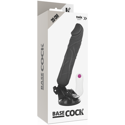 BASECOCK - VIBRATEUR RÉALISTE TÉLÉCOMMANDE NOIR 20 CM -O- 4 CM BASECOCK