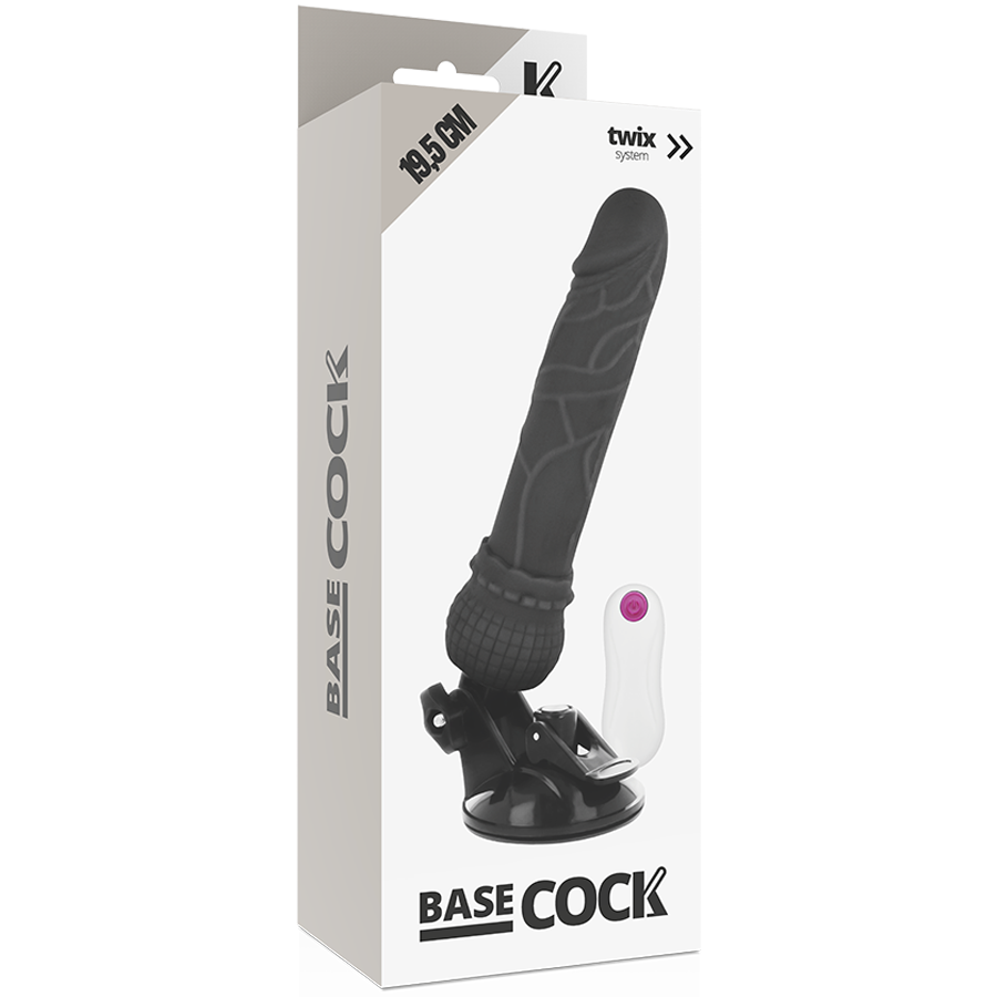 BASECOCK - VIBRATEUR RÉALISTE TÉLÉCOMMANDE NOIR 19.5 CM -O- 4 CM BASECOCK