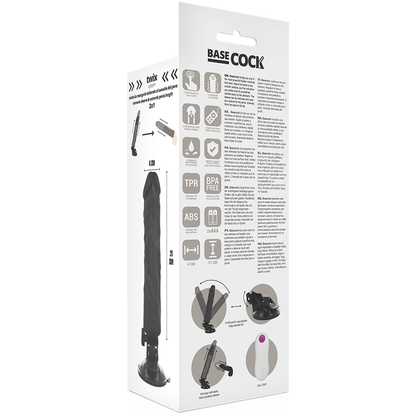 BASECOCK - VIBRATEUR RÉALISTE TÉLÉCOMMANDE NOIR 21 CM -O- 4 CM BASECOCK
