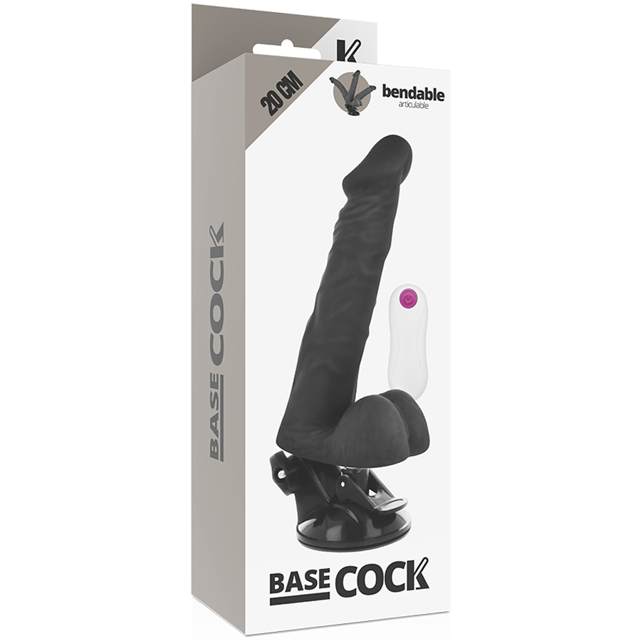 BASECOCK - VIBRATEUR ARTICULABLE TÉLÉCOMMANDE NOIR 20 CM -O- 4.5 CM BASECOCK