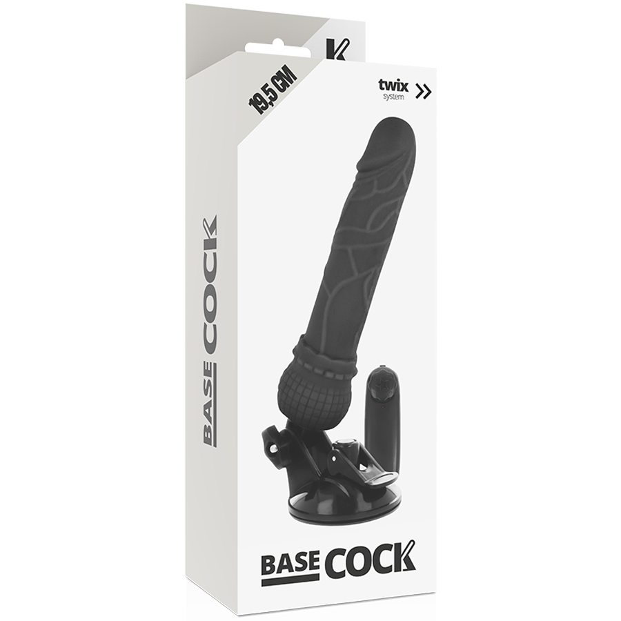 BASECOCK - VIBRATEUR RÉALISTE TÉLÉCOMMANDE NOIR 19.5 CM -O- 4 CM BASECOCK