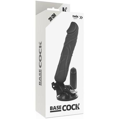 BASECOCK - VIBRATEUR RÉALISTE TÉLÉCOMMANDE NOIR 20 CM -O- 4 CM BASECOCK