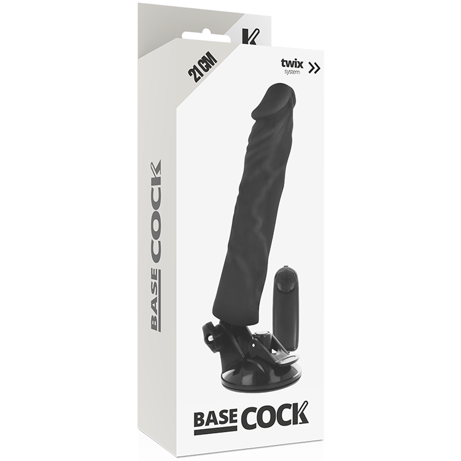 BASECOCK - VIBRATEUR RÉALISTE TÉLÉCOMMANDE NOIR 21 CM -O- 4 CM BASECOCK