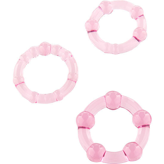 SEVEN CREATIONS - ENSEMBLE DE TROIS ANNEAUX PÉNIS ROSE SEVEN CREATIONS