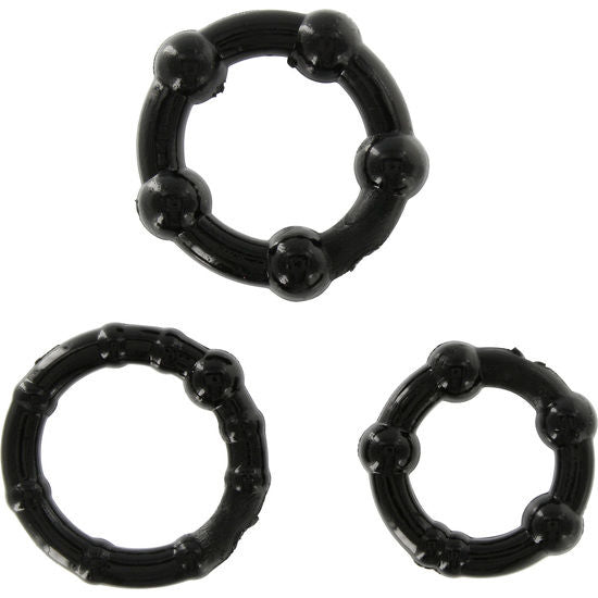 SEVEN CREATIONS - ENSEMBLE DE TROIS ANNEAUX PÉNIS NOIR SEVEN CREATIONS