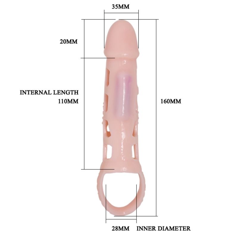 BAILE - COUVERTURE DEXTENSION DE PÉNIS AVEC VIBRATION ET SANGLE NATURELLE 13,5 CM BAILE FOR HIM
