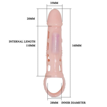 BAILE - COUVERTURE DEXTENSION DE PÉNIS AVEC VIBRATION ET SANGLE NATURELLE 13,5 CM BAILE FOR HIM