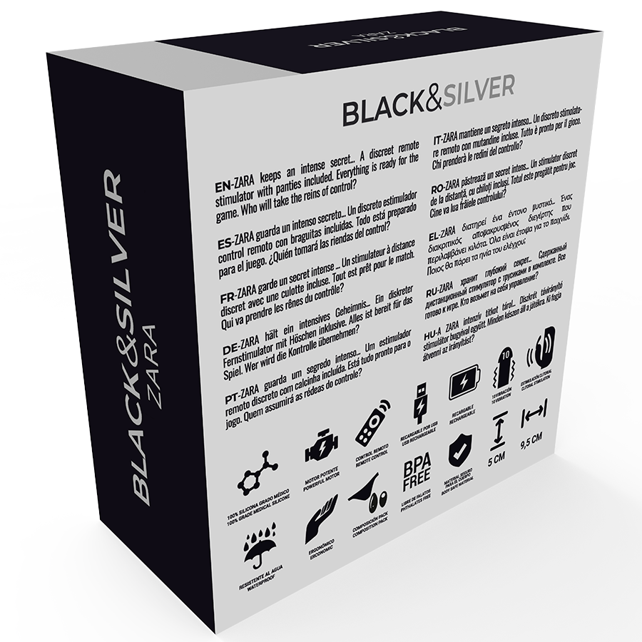 BLACK&SILVER - STIMULATEUR À TÉLÉCOMMANDE ZARA AVEC CULOTTE GRATUITE BLACK&SILVER