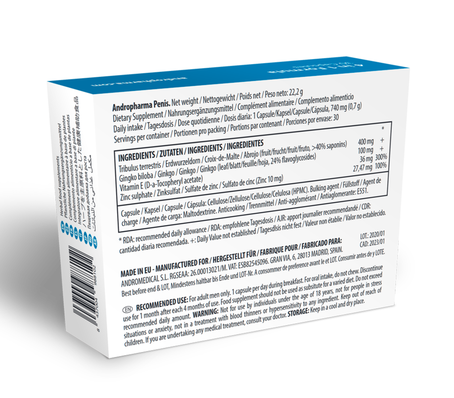 ANDROPHARMA PENIS - SUPPLÉMENT D''AGRANDISSEMENT DU PÉNIS ANDRO MEDICAL