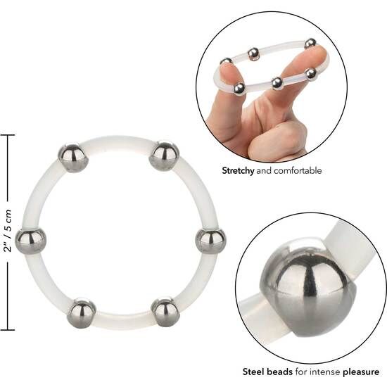 CALEXOTICS - BAGUE EN SILICONE PERLÉE ACIER XL CALEXOTICS