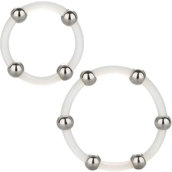 CALEXOTICS - ENSEMBLE DE BAGUES EN SILICONE PERLÉES EN ACIER CALEXOTICS