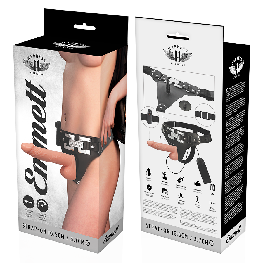 HARNESS ATTRACTION - RNES EMMETT VIBRATEUR RÉALISTE 16.5 CM -O- 3.7 CM HARNESS ATTRACTION