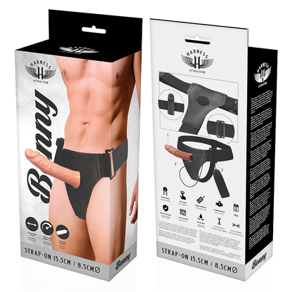 HARNESS ATTRACTION - RNES CREUX BENNY AVEC VIBRATEUR 15 CM -O- 4.5 CM HARNESS ATTRACTION