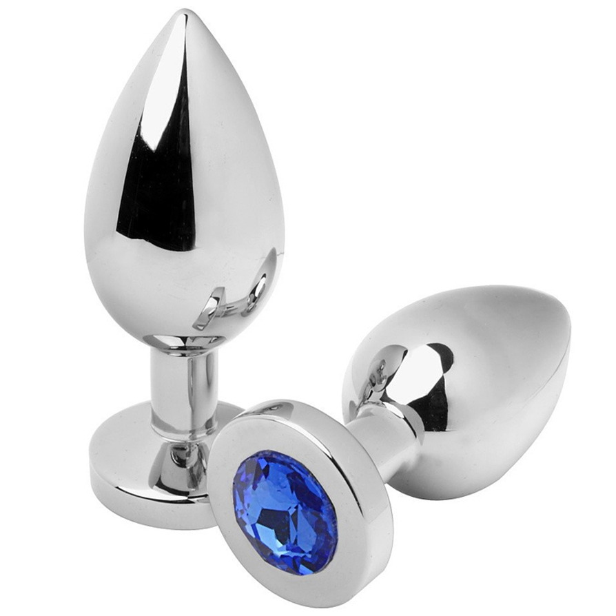 METAL HARD - PLUG ANAL BLEU DIAMANT PETIT 5,71CM METAL HARD