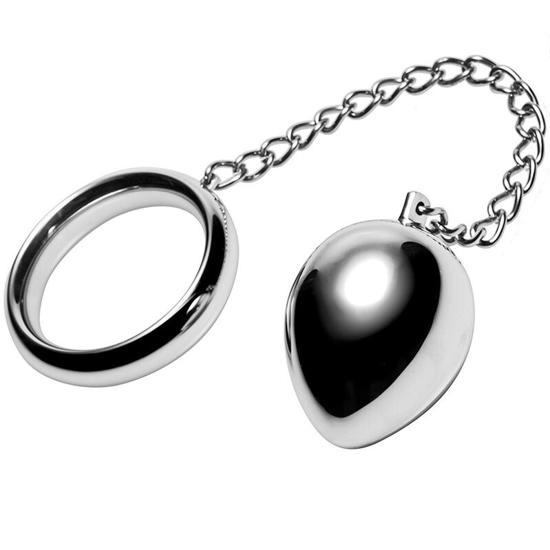 METAL HARD - ANNEAU PÉNIEN 40MM + CHAÎNE AVEC BILLE MÉTALLIQUE METAL HARD