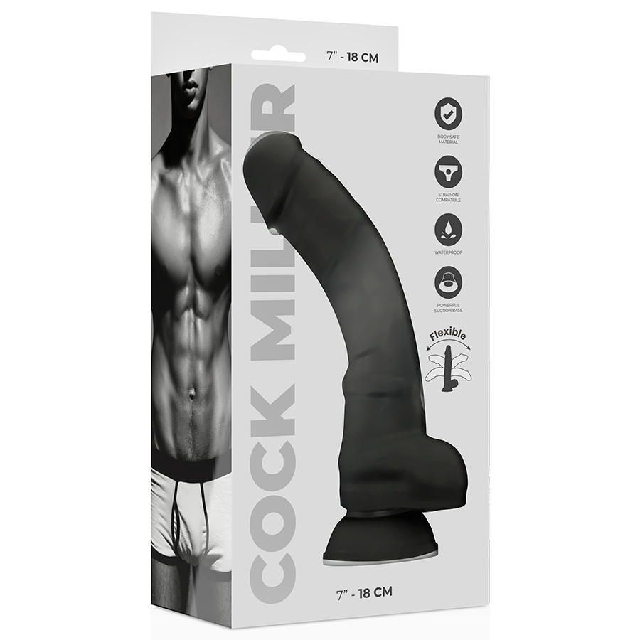 COCK MILLER - GODE RÉALISTE SILICONE DENSITÉ ARTICULABLE NOIR 18 CM COCK MILLER
