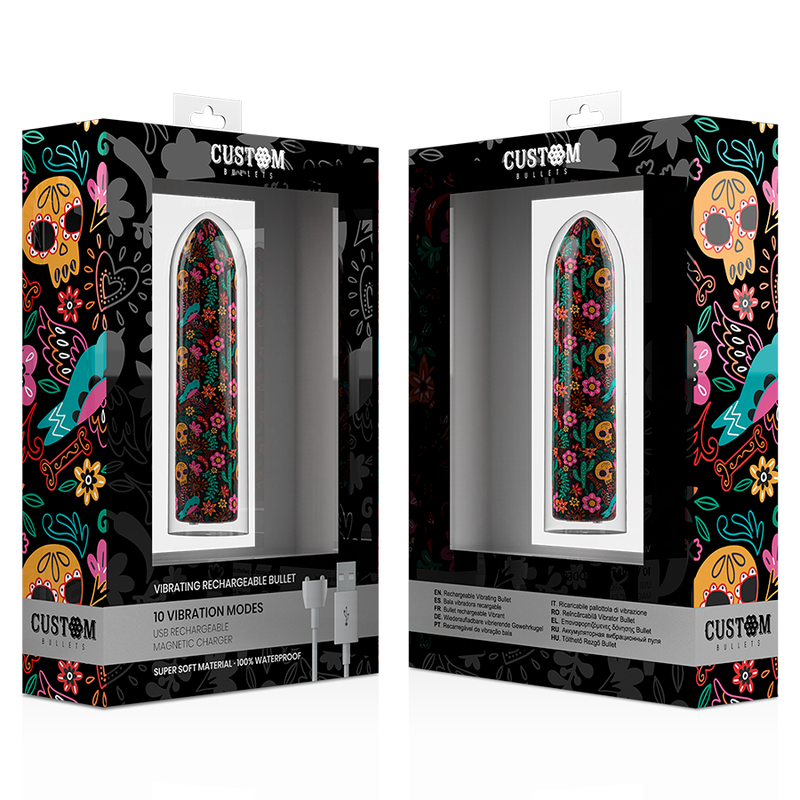 CUSTOM BULLETS - BULLETS PERSONNALISÉS RECHARGEABLE FLORAL 10 INTENSITIES CUSTOM BULLETS