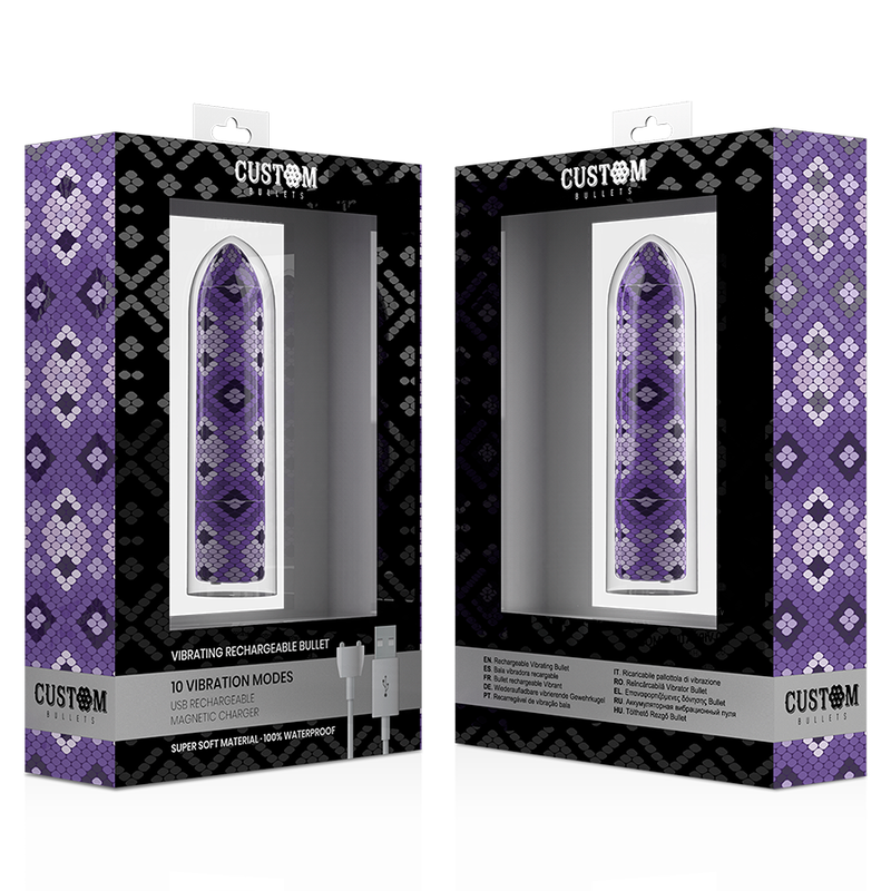 CUSTOM BULLETS - RECHARGEABLE SNAKE PURPLE MAGNETIC BULLET 10V CUSTOM BULLETS