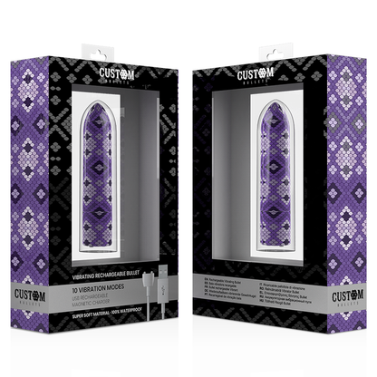 CUSTOM BULLETS - RECHARGEABLE SNAKE PURPLE MAGNETIC BULLET 10V CUSTOM BULLETS