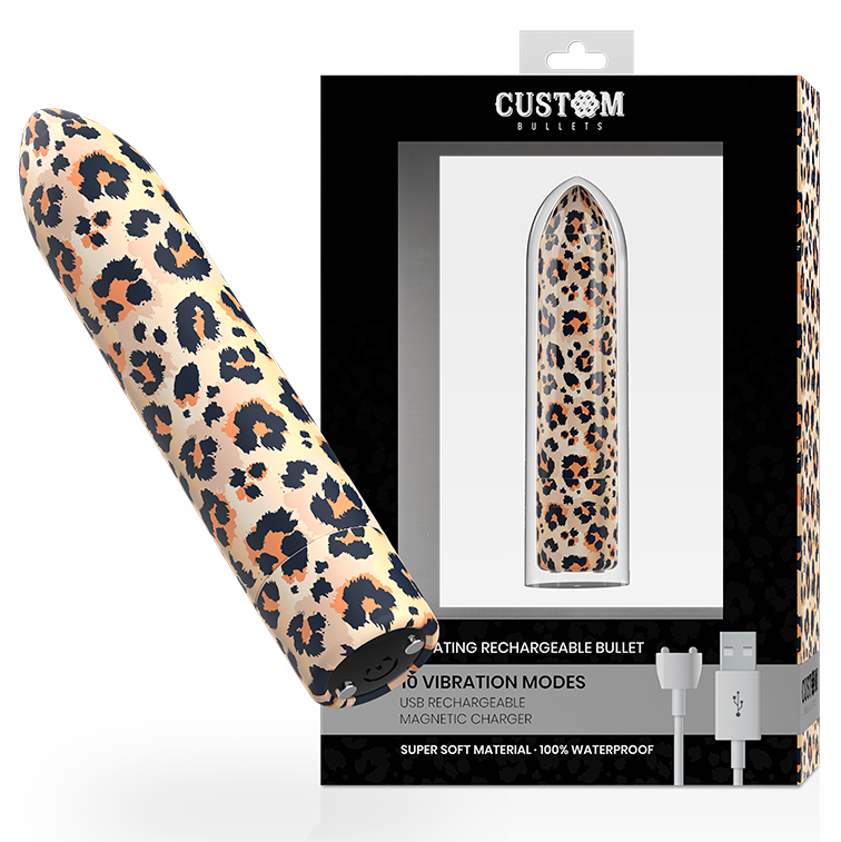CUSTOM BULLETS - RECHARGEABLE LEOPARD 10 INTENSITIES CUSTOM BULLETS