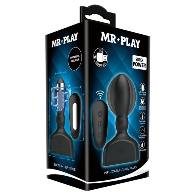MR PLAY - TÉLÉCOMMANDE DE PLUG ANAL GONFLABLE NOIR MR PLAY
