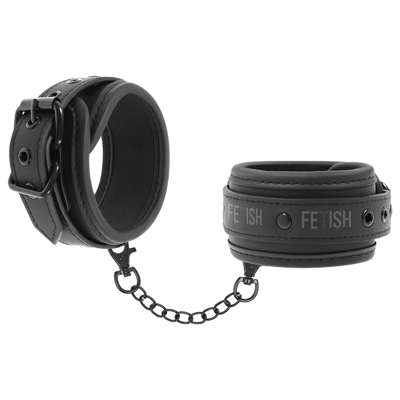 FETISH SUBMISSIVE - MENOTTES EN CUIR VÉGÉTALIEN AVEC DOUBLURE EN NOPRÈNE FETISH SUBMISSIVE BONDAGE