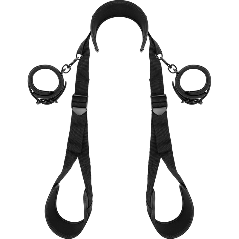 FETISH SUBMISSIVE - POSITION JAMBES OUVERTES AVEC MENOTTES DOUBLÉES EN NOPRÈNE FETISH SUBMISSIVE BONDAGE