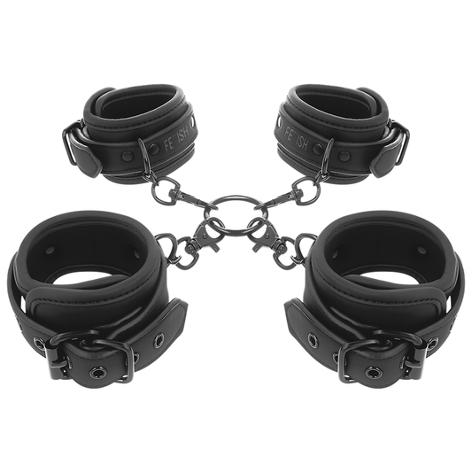 FETISH SUBMISSIVE - ENSEMBLE DE MENOTTES POUR MAINS ET CHEVILLES AVEC DOUBLURE EN NOPRÈNE FETISH SUBMISSIVE BONDAGE
