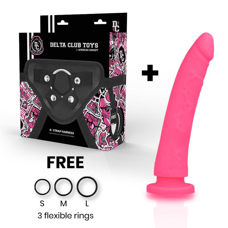 DELTA CLUB - TOYS HARNAIS + DONG SILICONE ROSE 17 CM -O- 3 CM DELTACLUB
