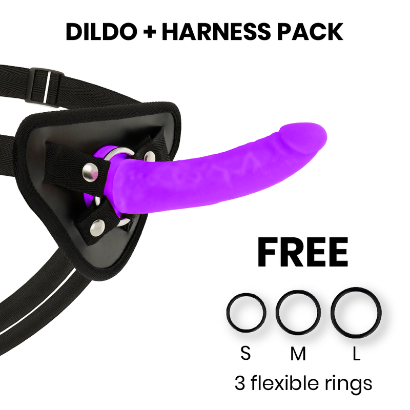 DELTA CLUB - TOYS HARNAIS + DONG SILICONE VIOLET 17 CM -O- 3 CM DELTACLUB
