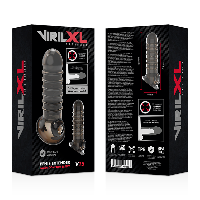 VIRILXL - EXTENSION ET GAINE DE PÉNIS V15 NOIRE VIRILXL